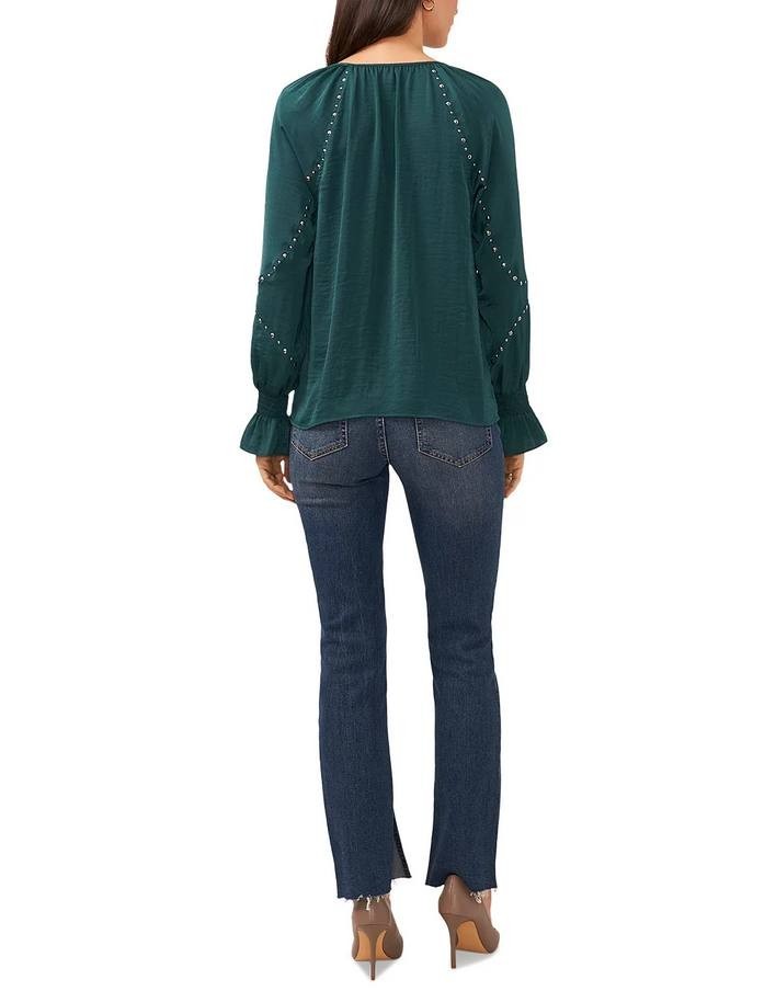 Vince Camuto Embellished V‑Neck Top Forest Night 1X NWT $89