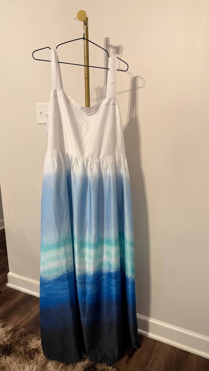 DKNY Maxi Dress Sleeveless Satin Printed Pink XL NWT MSRP $149