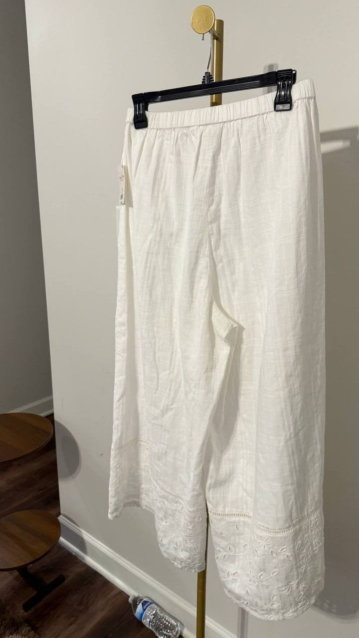 Lucky Brand Women’s High Rise Cotton Wide Leg Pants White M NWT MSRP $89.50