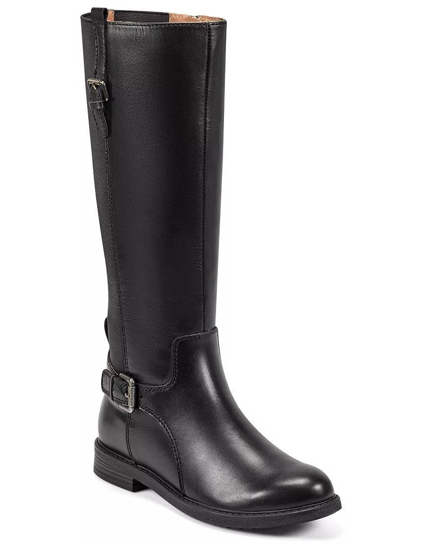 Easy Spirit Jackie Boots 11M Black Leather Tall Riding Buckle NIB msrp$199