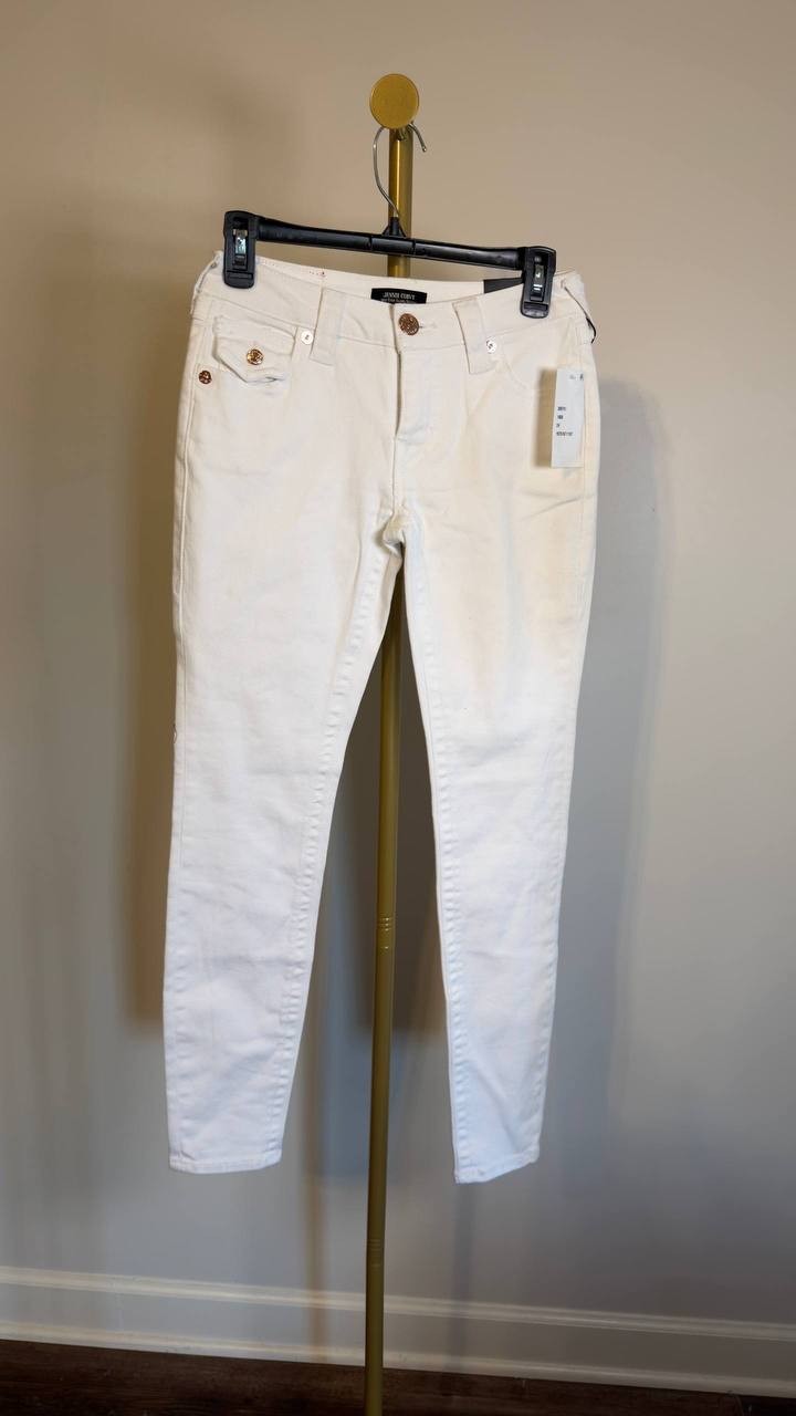 True Religion Jennie Mid Rise Curvy Skinny Jeans Optic White 24 NWT $159