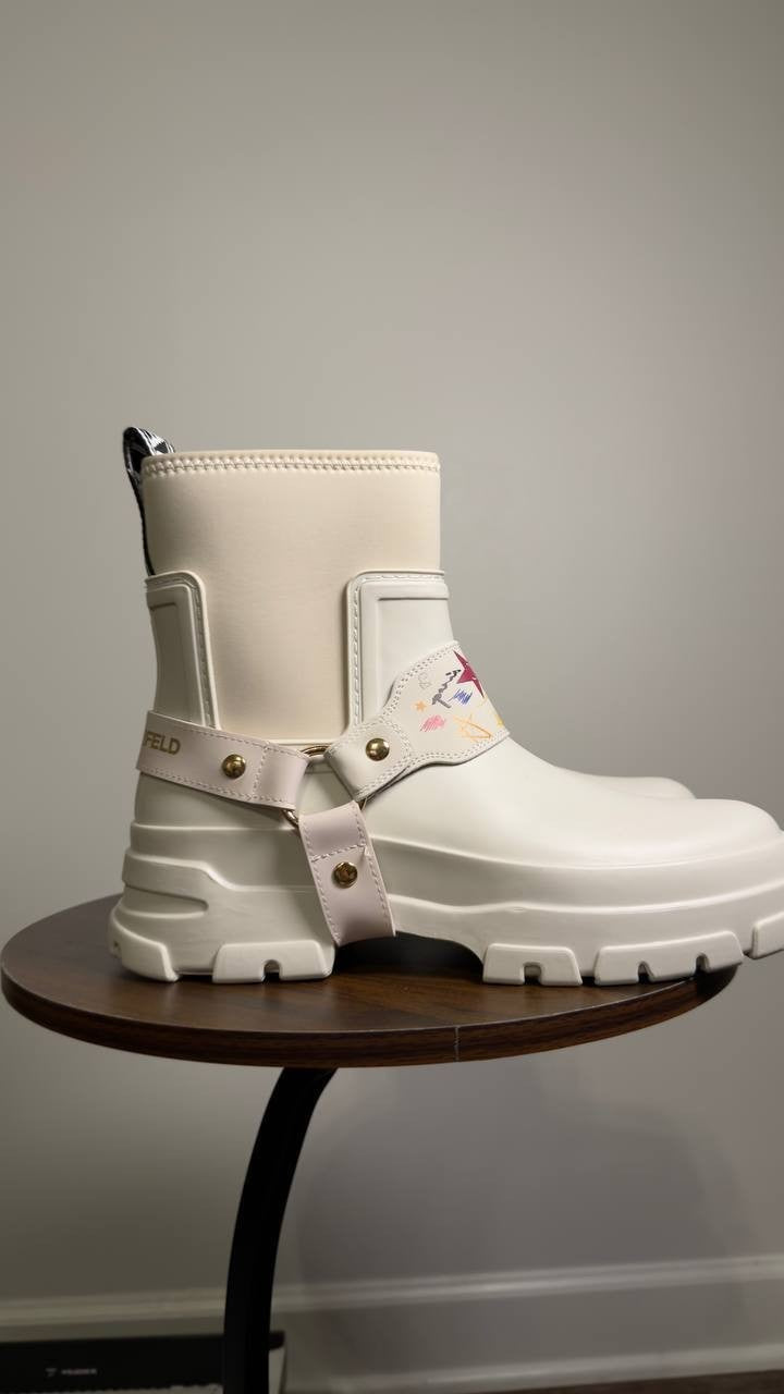 Karl  Lagerfeld  Paris  Rivenna  Rain  Bootie  Cream  10  New  in  Box  $169