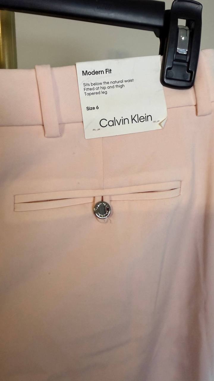 Calvin Klein Modern-Fit Straight-Leg Pants Pale Pink 6 $89 NWT