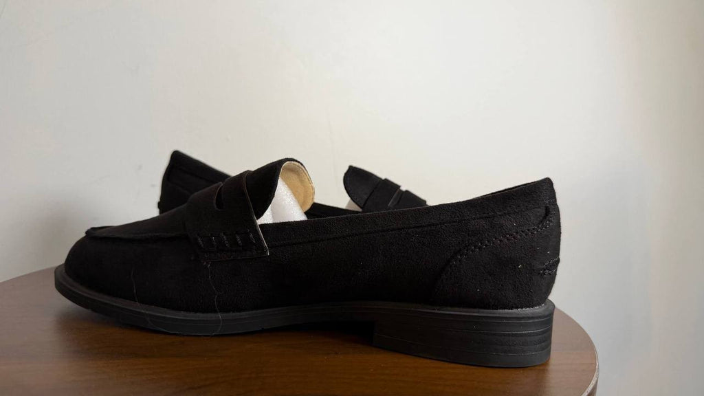 Journee Brooks Loafers 8W Black Penny Block Heel Slip‑On Comfort NIB msrp$93