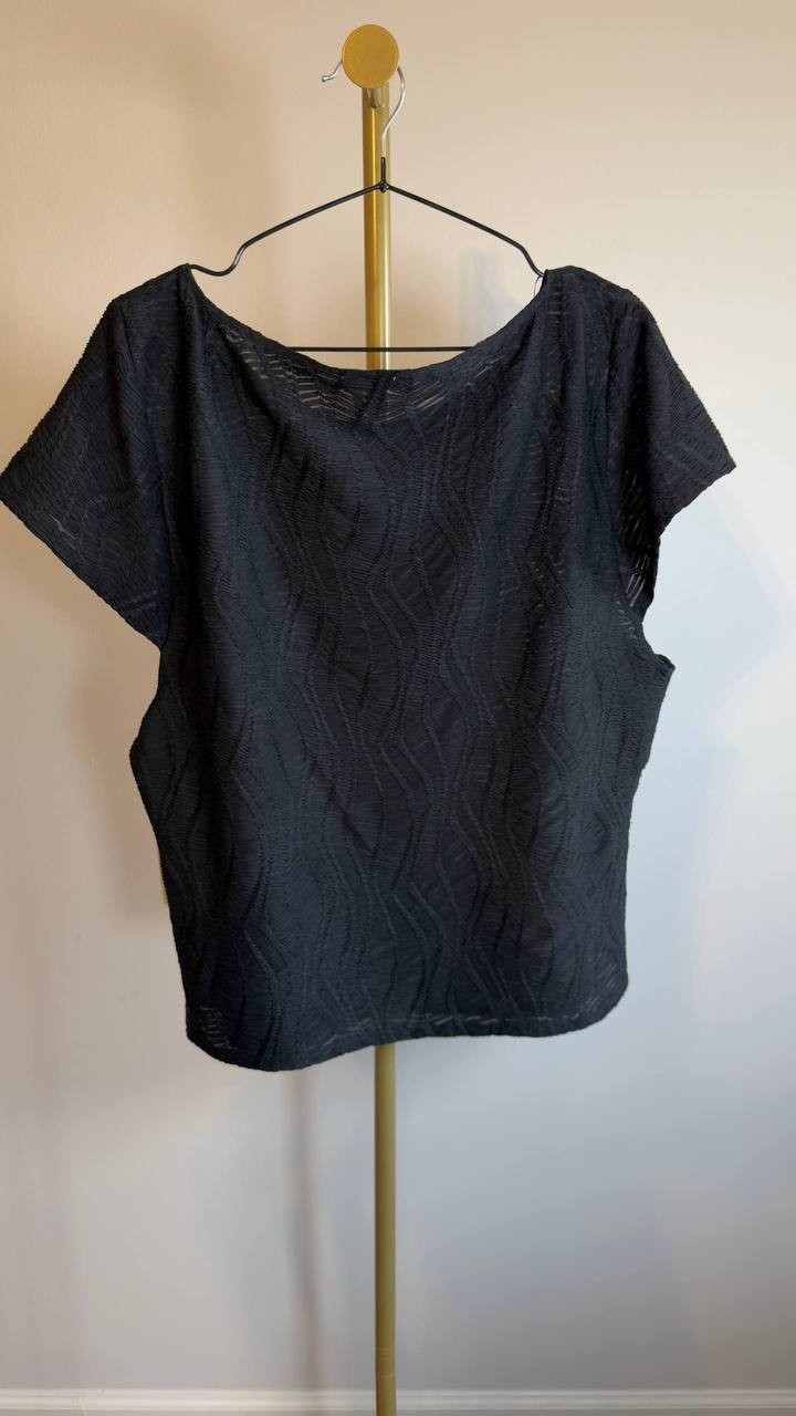 DKNY Texture Knit Top Black XL NWT $69