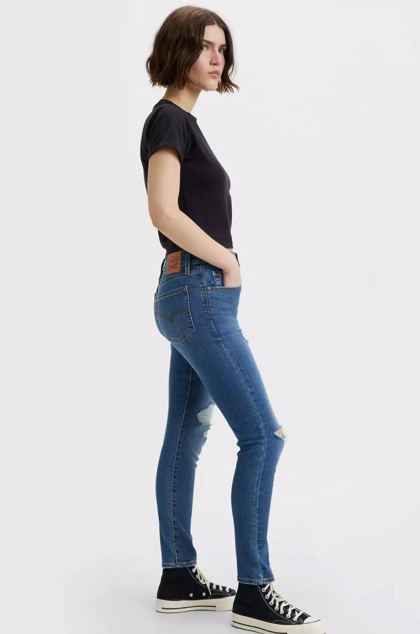Levi's 721 High-Rise Skinny Jeans Distressed Blue - Women 24-29, Stretch