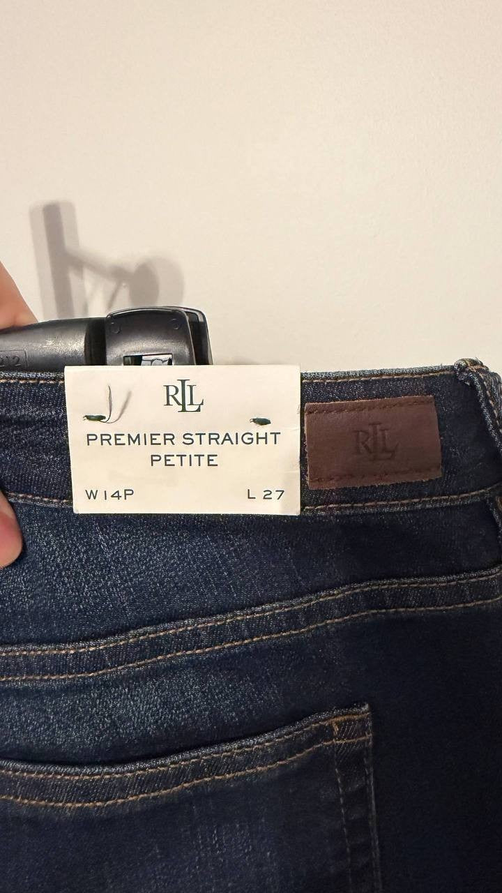 Lauren Ralph Lauren Premier Straight Jeans Cotton Khaki 14P NWT MSRP $125