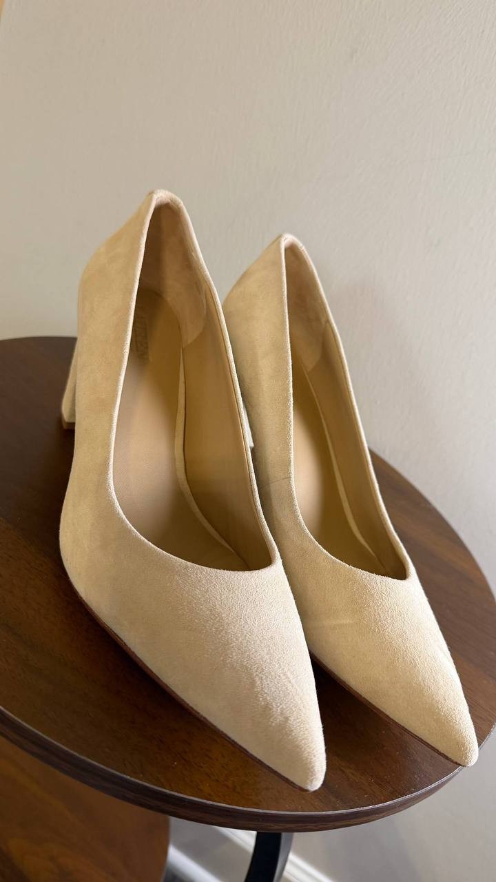 Lauren Ralph Lauren Lanette Pumps 8B Beige Leather Block Heel NewInBox msrp$155