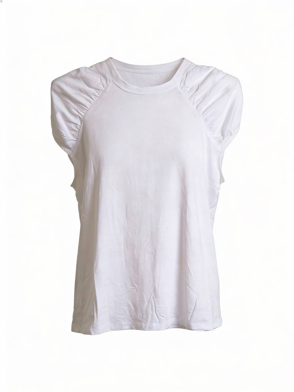 Calvin Klein White Sleeveless Ruched-Shoulder Top – Size S – NWT – $49