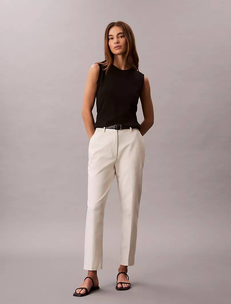 Calvin Klein Cotton Stretch Chino Pants, Straight Fit, Size 6, Tofu Chic