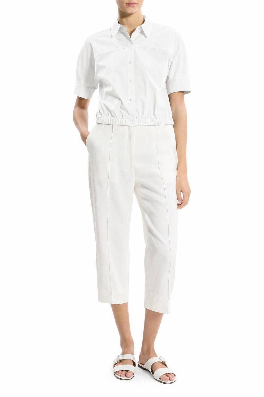 Theory Women’s Elastic Waist Shirt White S NWT $325