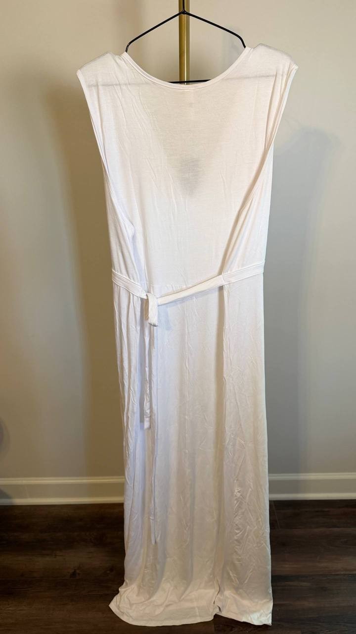 24Seven Comfort Apparel Sleeveless V-Neck Maxi Dress White 2X $55.99 NWT