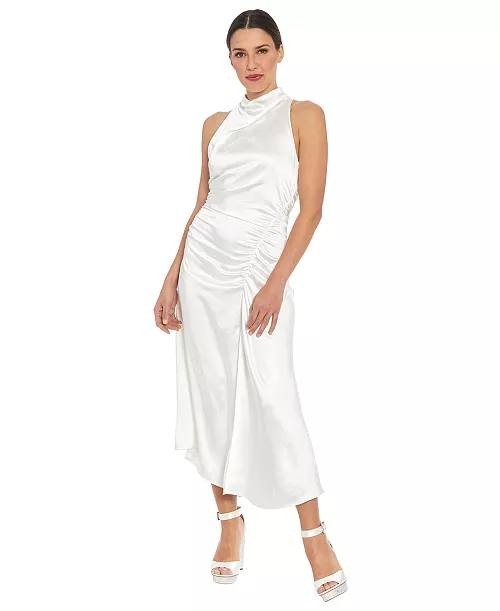 ivy + Blu Mock‑Neck Jersey Sheath Dress – White– 14 – NWT,