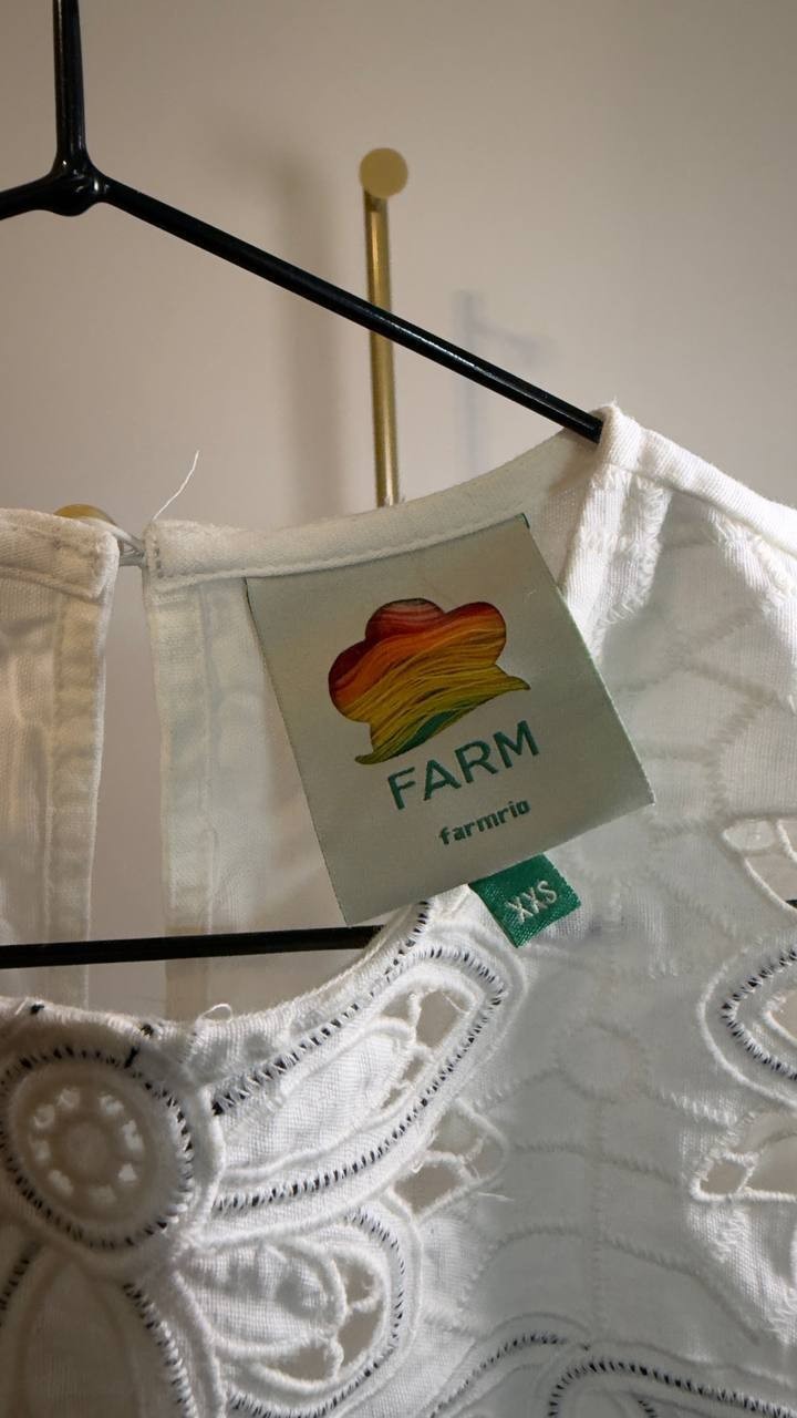 FARM Rio Flowers Richelieu Blouse White XXS NWOT