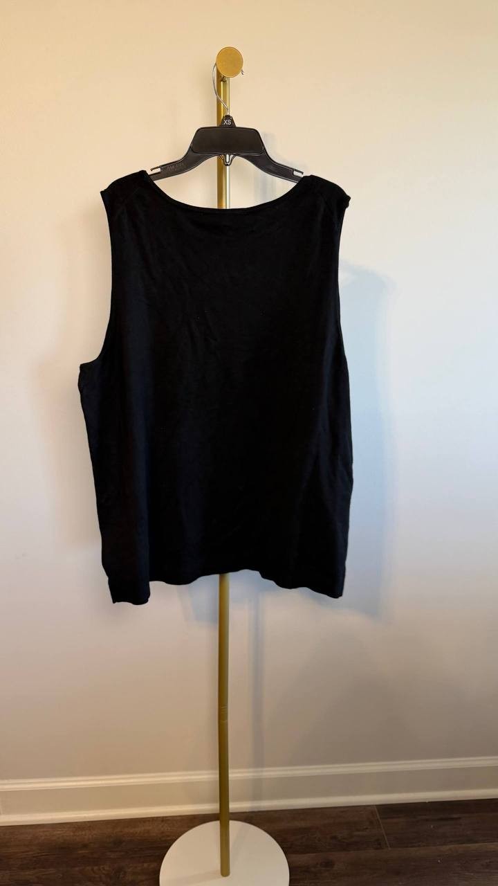 Kasper Sleeveless Embroidered Boat Neck Blouse Black 2X NWT $69
