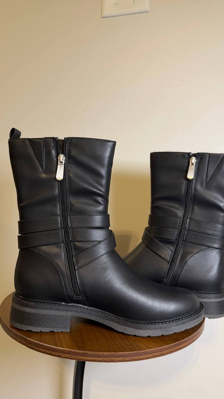 Style&Co Black Polyurethane Block Heel Booties 9.5M New in Box MSRP $89