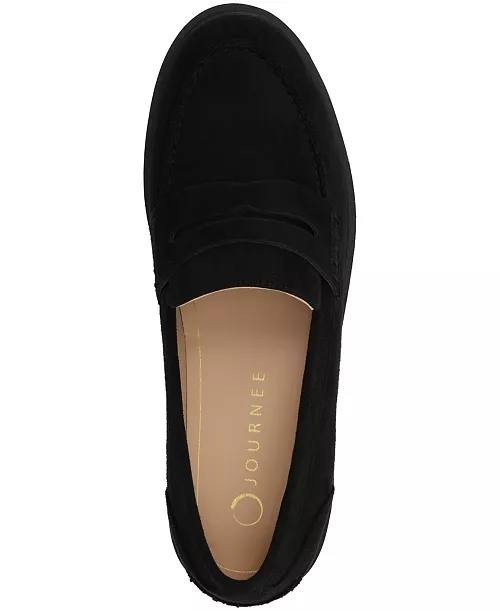 Journee Brooks Loafers 8W Black Penny Block Heel Slip‑On Comfort NIB msrp$93