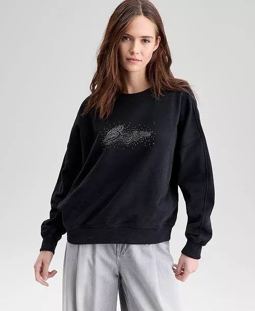 BOSS Orange Studded Logo Sweatshirt Black M NWT $129