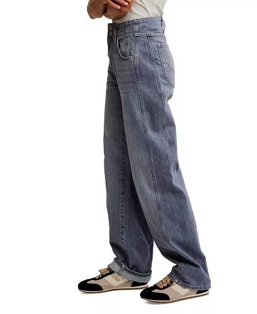 Free People We The Free Aster Seamed Straight-Leg Jeans High Rise 31 $98 NWT