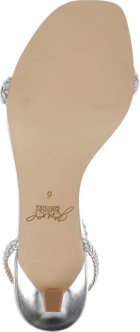 Badgley Mischka Nyx Ankle‑Strap Sandals – Silver Leather – Size 6.5 – New in Box