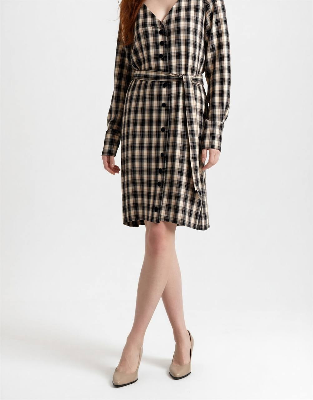 Gracia Plaid Belted Shirt Dress – Size M – NWOT – Flawed
