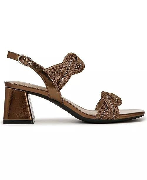LifeStride Charnelle Sandals 8W Bronze Square Toe Slingback NIB msrp$89.99
