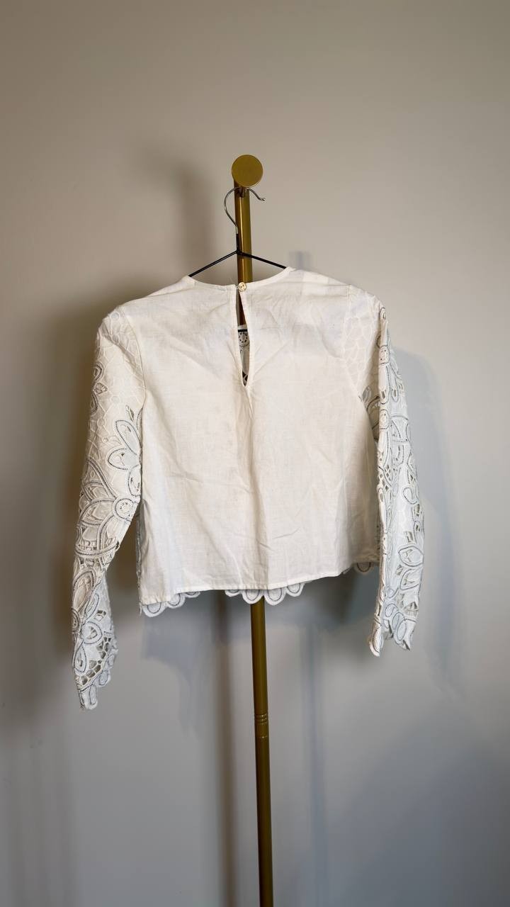 FARM Rio Flowers Richelieu Blouse White XXS NWOT