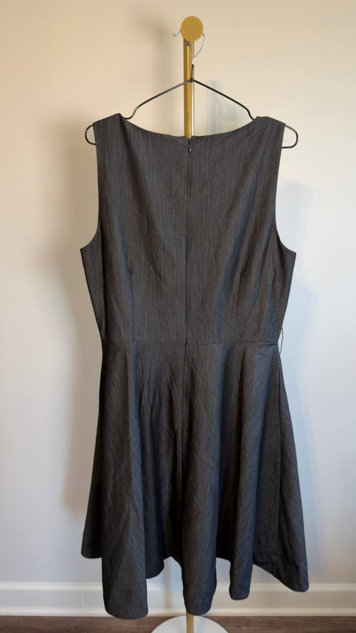 Tahari ASL Soft Denim Sleeveless Fit & Flare Dress Black 14 NWOT $159