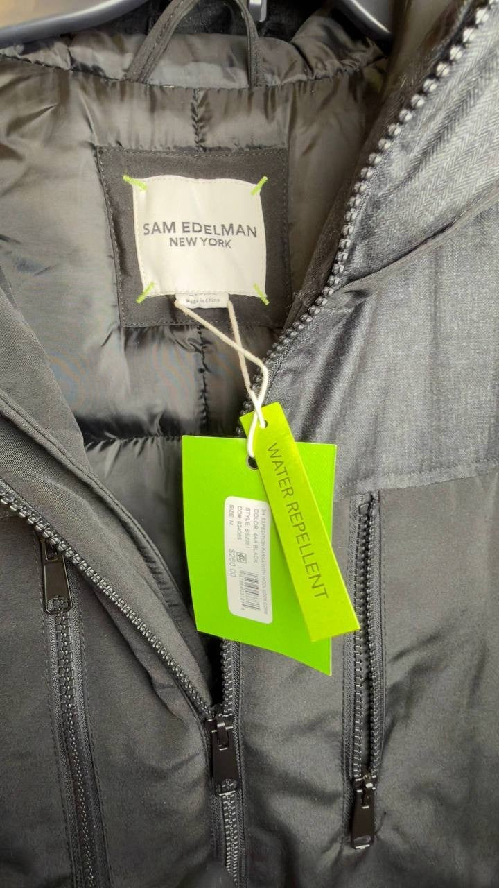 Sam Edelman Expedition Full‑Zip Hooded Parka Black M NWT $260