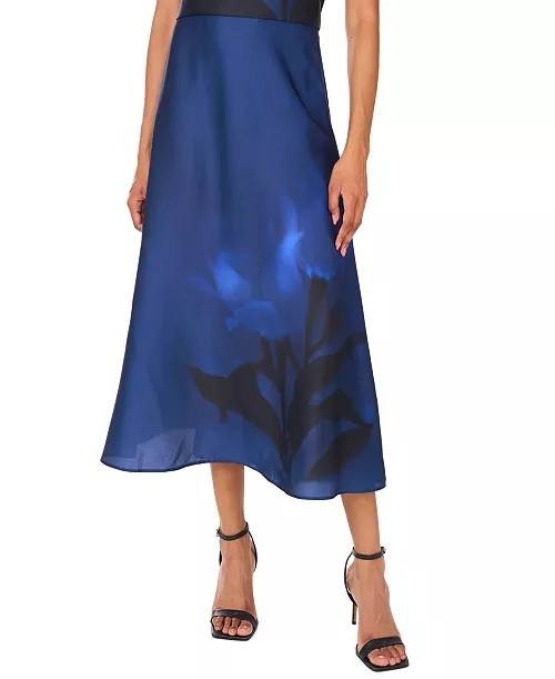 Vince Camuto Placement Print Pull-On Midi Skirt Blue Multi SizeXL NWT$99 snags