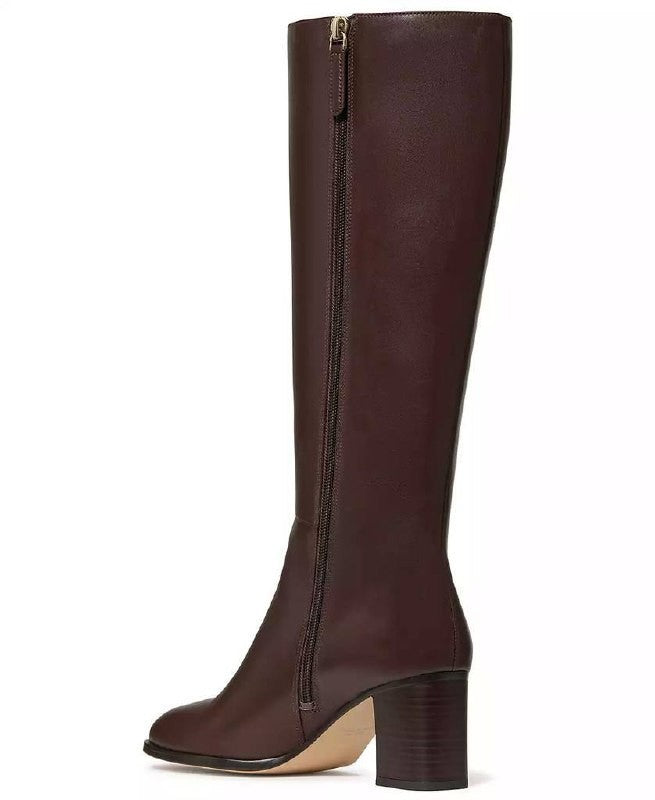 Kate Spade Aimee Boots 8.5B Hot Fudge Leather Tall Almond Toe NIB msrp$348