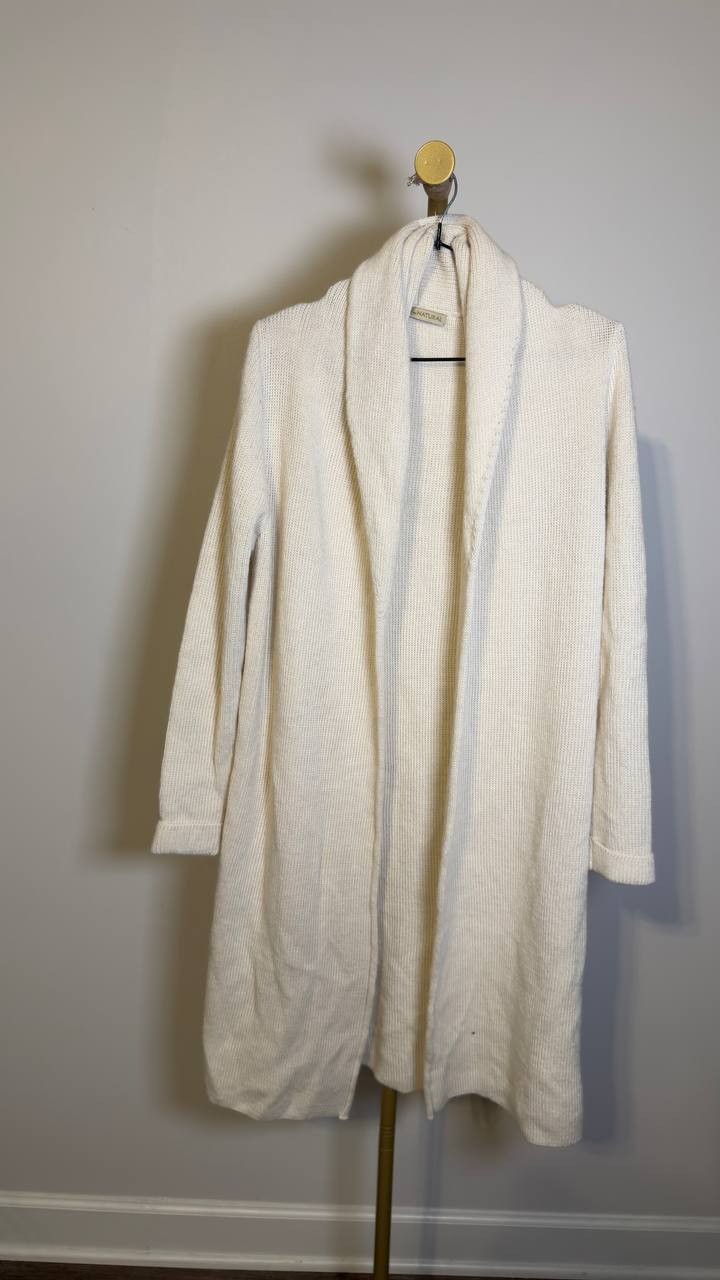 Simply Natural Nina Long Alpaca Cardigan Off White One Size NWT $360