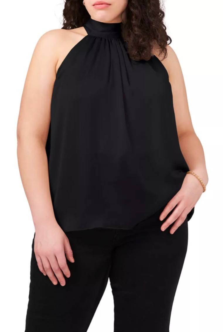 1.STATE Sleeveless Halter Top-Black-Size L-NWT