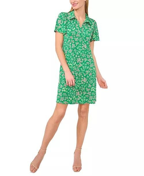 CeCe Short‑Sleeve Printed Knit Polo Dress – Size XL – NWT – $89