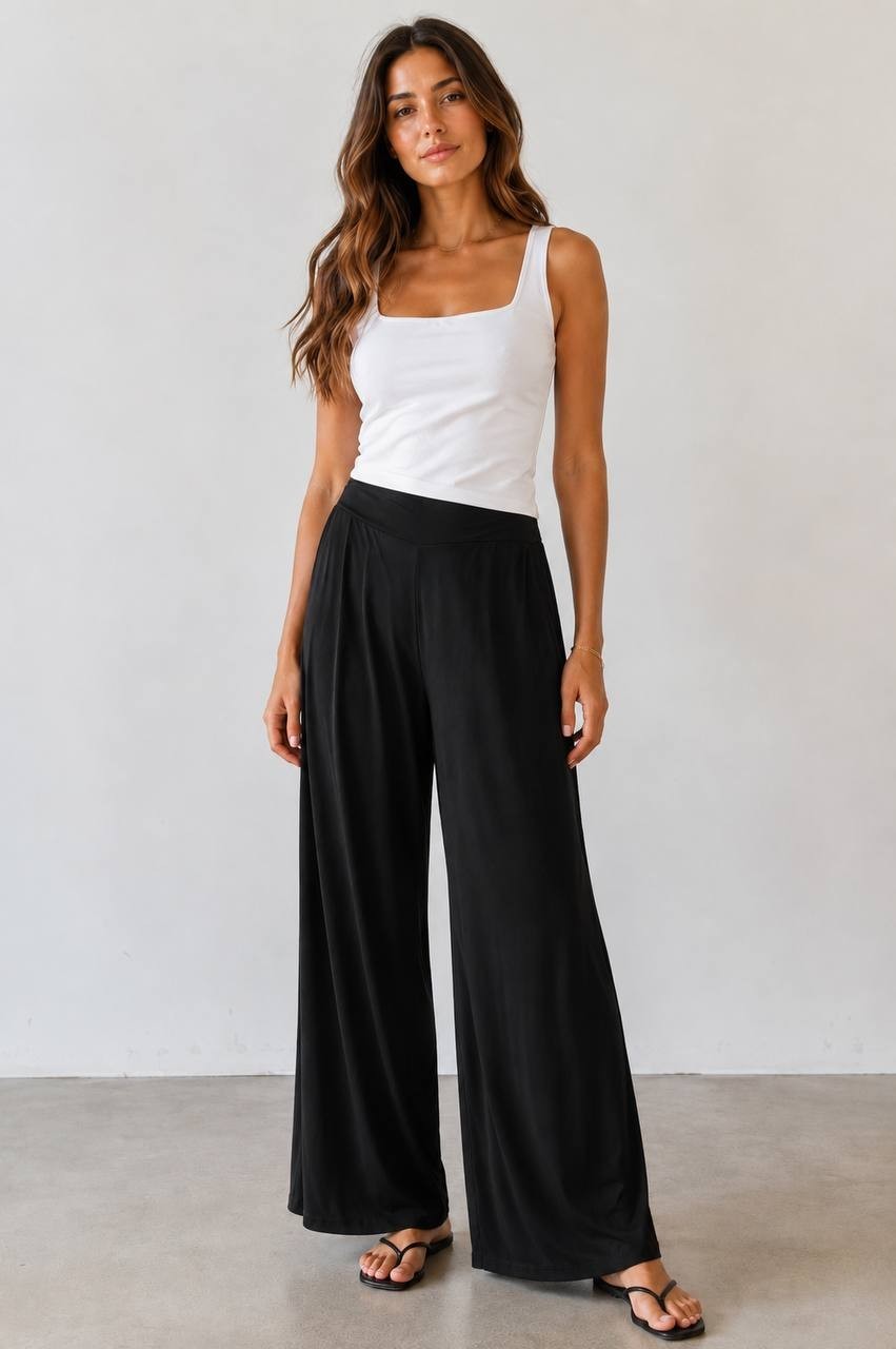 Philosophy Republic  Pull On Wide Leg Trousers Black L NWT $68