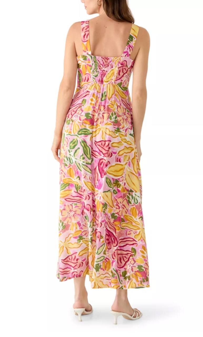 Vince Camuto Sleeveless Square Neck Floral Dress Plush Pink XL NWT $69