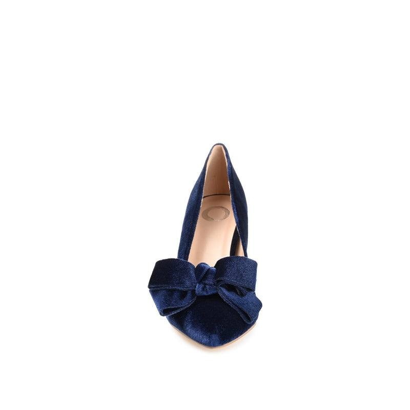 Journee Collection Crystol Pumps 7.5 Navy Velvet Bow Detail NIB