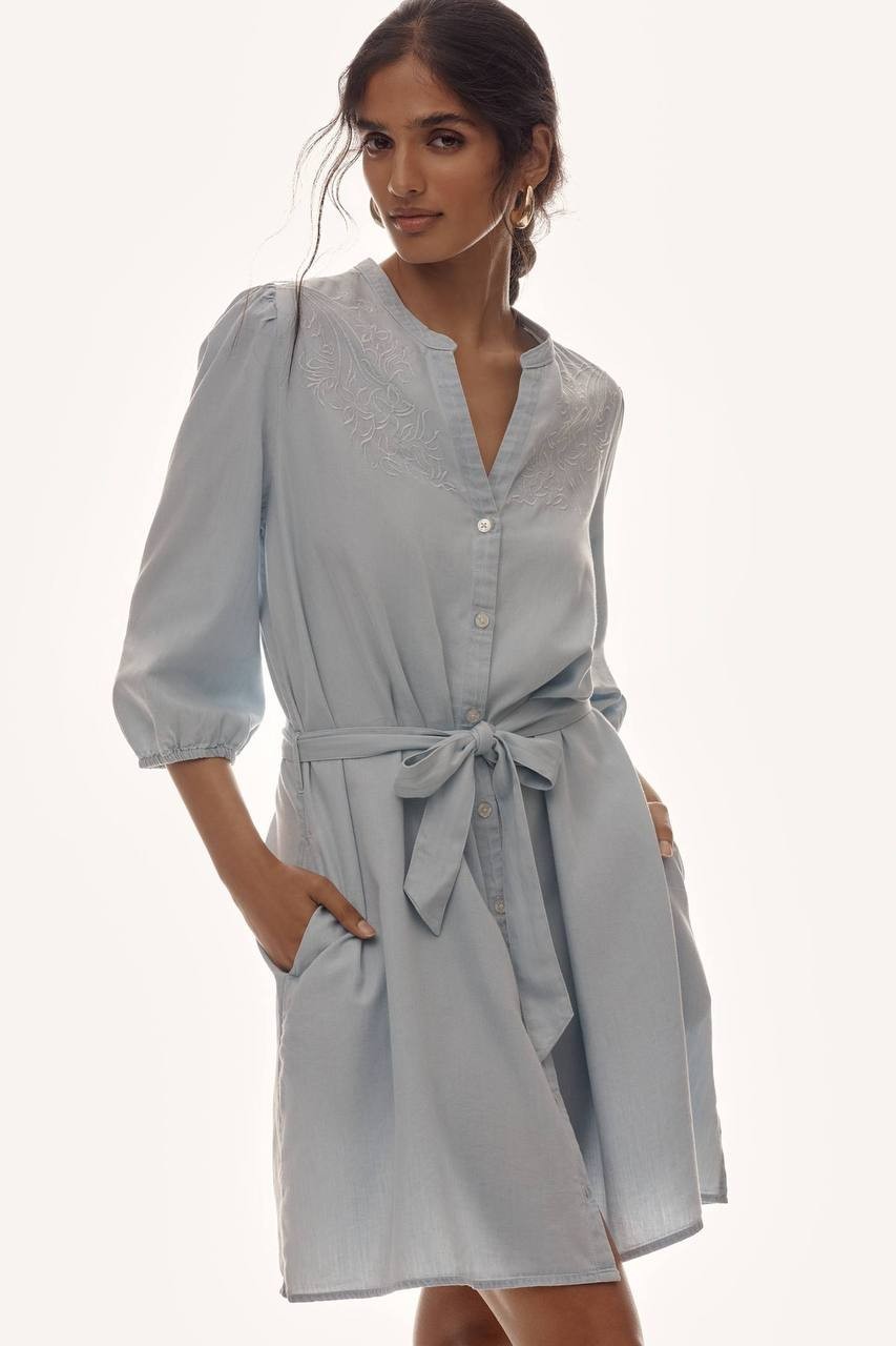 Sam Edelman Laine Tie‑Belt Mini Dress Blue XL NWT $149