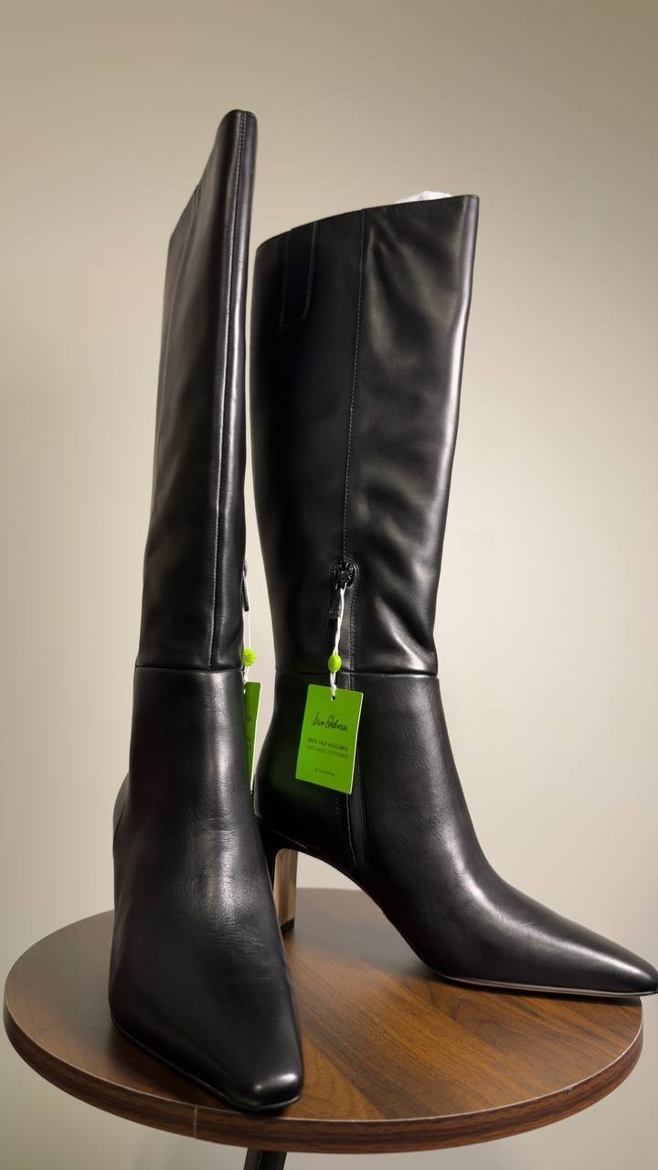Sam  Edelman  Knee‑High  Dress  Boots  Black  Leather  7.5M  New  $200