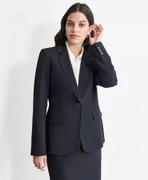 DKNY Women’s Single‑Button Long‑Sleeve Notch‑Lapel Blazer Black 6 NWOT $120