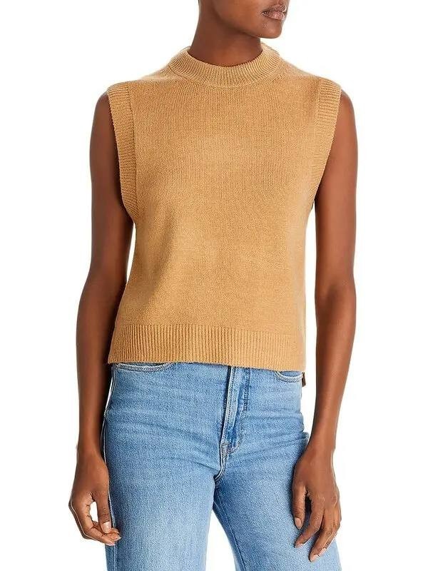 French Connection Millia Ribbed Sweater Vest Sand XL NWOT $98