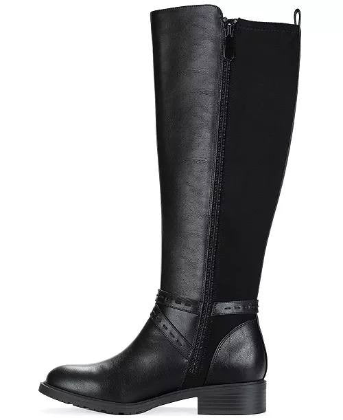 Style & Co Verityy Block Heel Boots Black 6.5M Microfiber Man‑Made $99.90 NWB