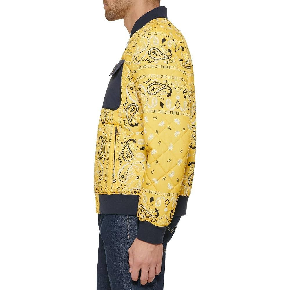 Levi's Bomber Jacket Paisley Yellow - Men's M, Softshell Polyester, NWT