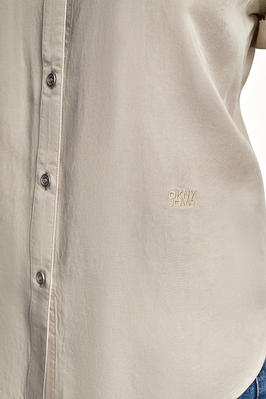 DKNY  Jeans  Women’s  Garment  Dye  Button‑Front  Shirt  Pebble  PM  NWOT  $69
