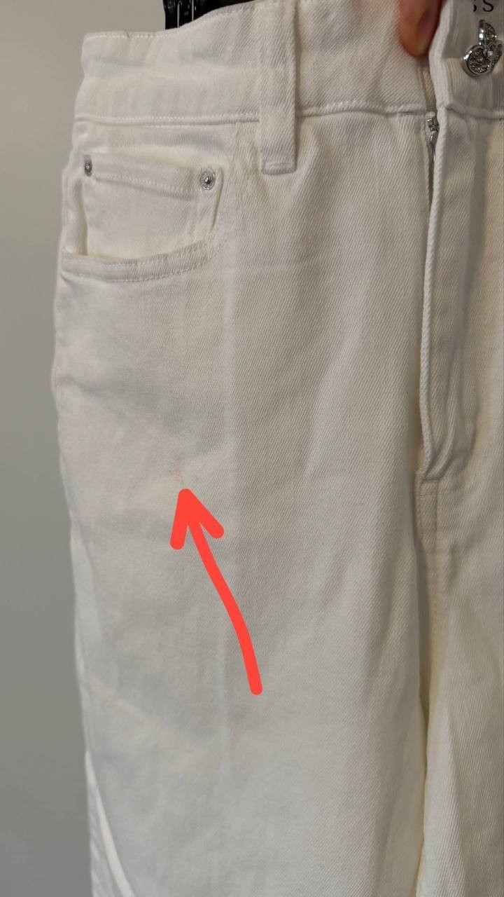 Guess Mardi Wide Leg Jeans Cotton White 24x32 NWT MSRP $138