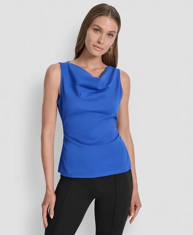 DKNY Sleeveless Draped‑Neck Top – Royal Blue – Size M – NWT – $54