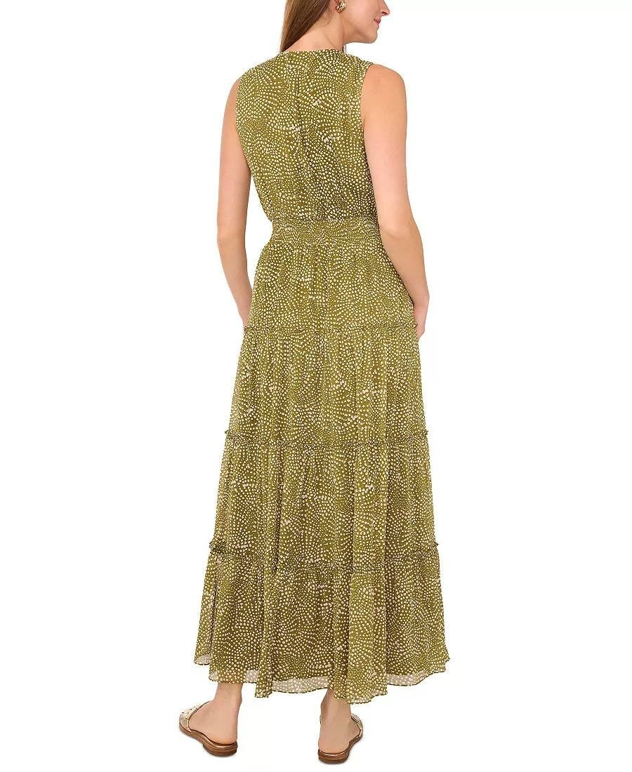 1.STATE Printed Sleeveless Dress Avocado Green M NWT Modern Chic Fresh msrp$99