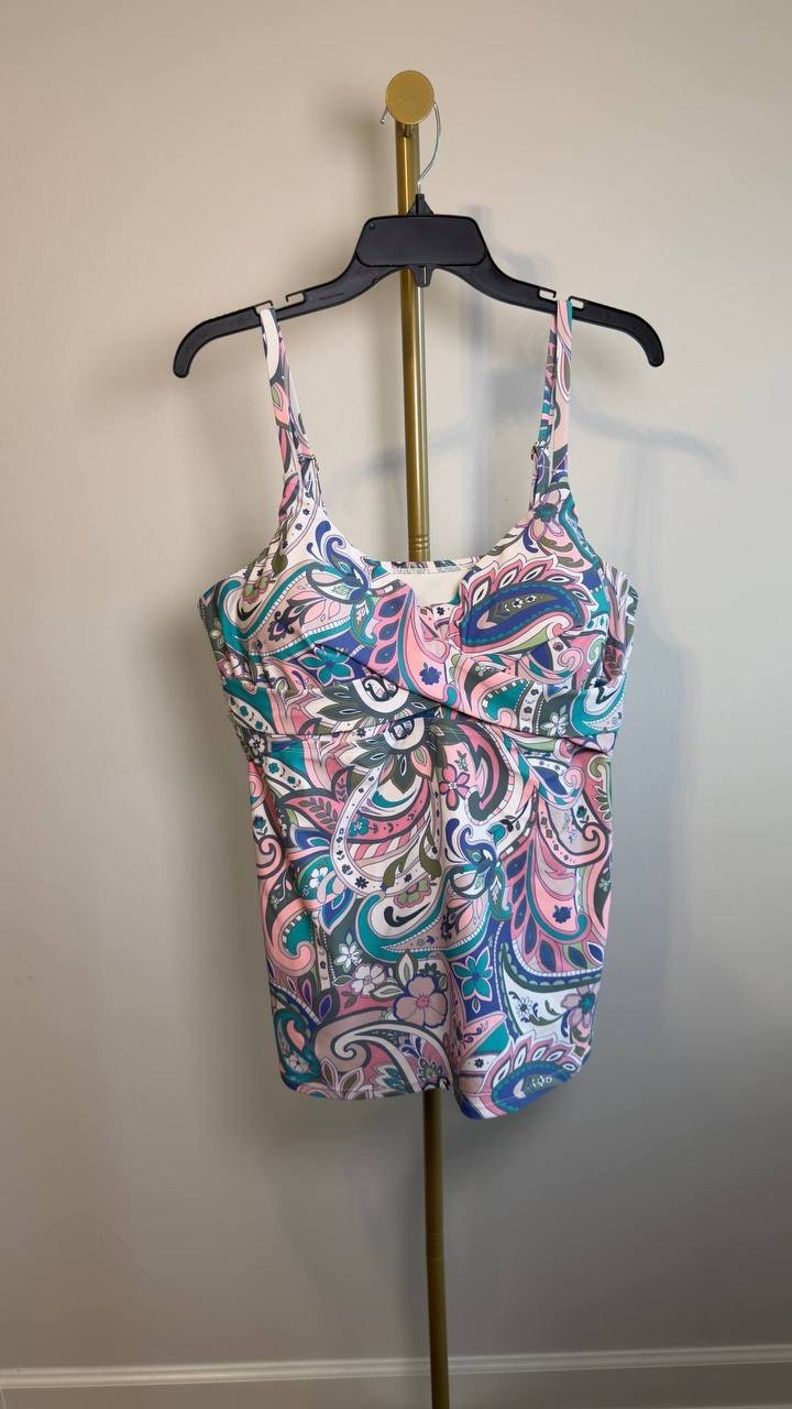 Raisins Curve Aries Underwire Tankini Top Plus Size Blue Multi 22W NWOT $70