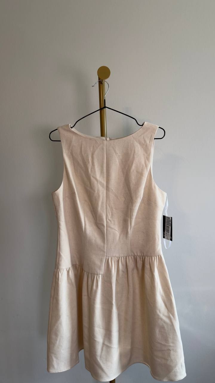 Donna Morgan Sleeveless Boat Neck Mini Dress Neutral 8 NWT $118