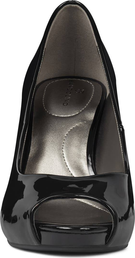 Bandolino Peep Toe Pumps 9.5W Black Faux Patent – New in Box MSRP $89